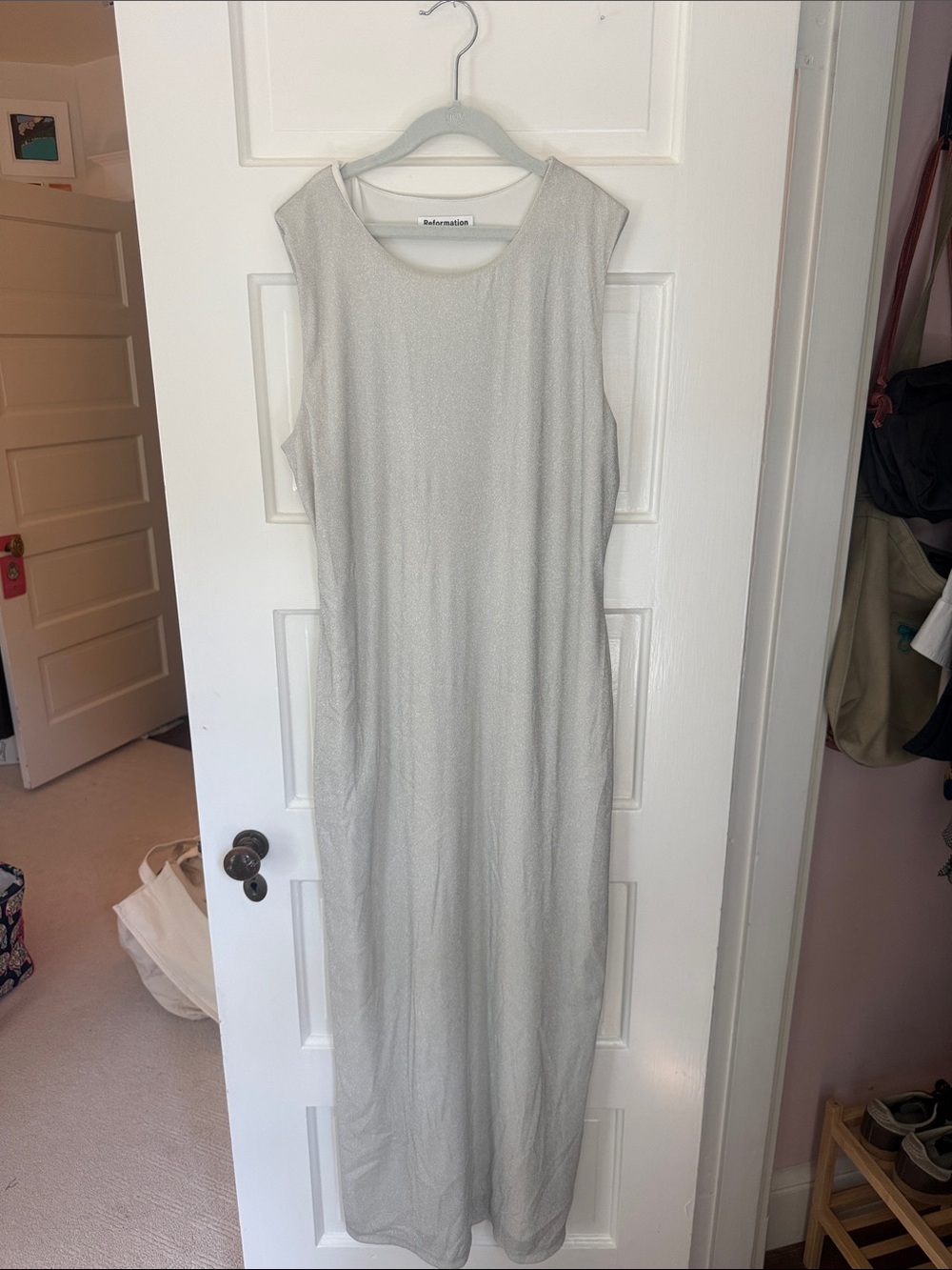 Reformation Silver-Gray Sleeveless Maxi Dress